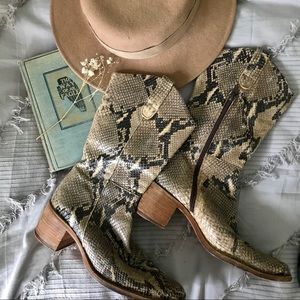 Hype Snakeskin Leather Cowgirl Boots